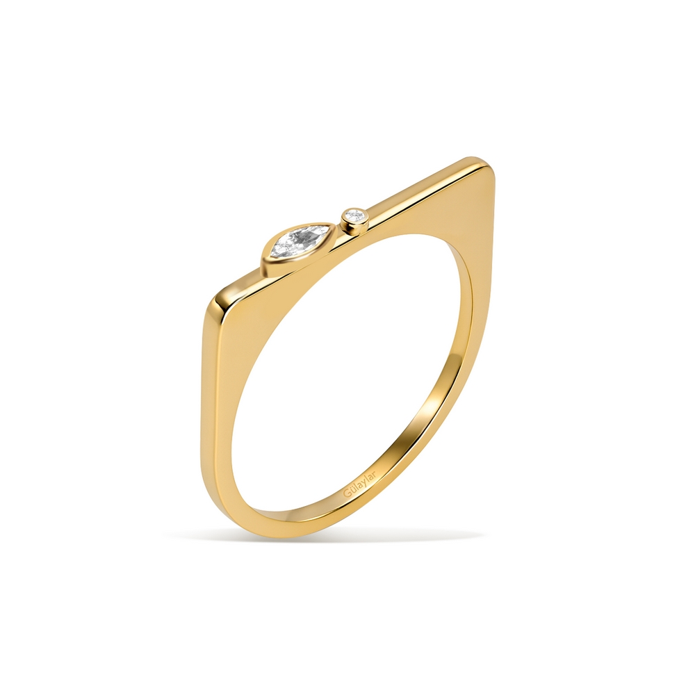 0,08 Karat Pırlanta Beyaz Safir Taşlı Yüzük