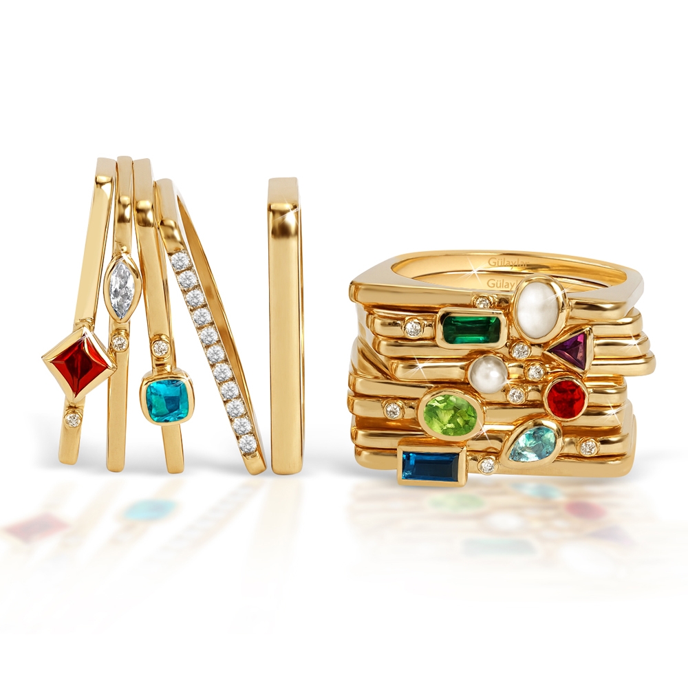 0,01 Karat Pırlanta Peridot Taşlı Yüzük