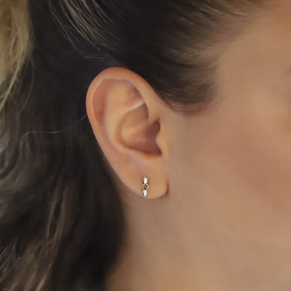 0,05 Karat Pırlanta Minimal Küpe