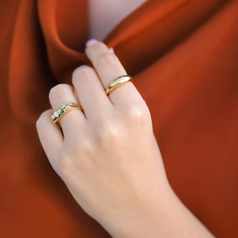 0,09 Karat Pırlanta Zümrüt Taşlı Yüzük