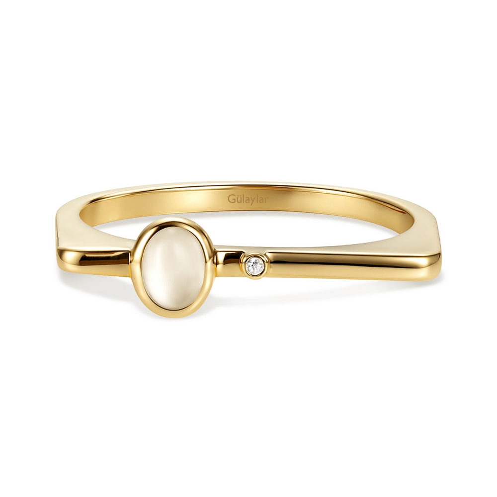 0,14 Karat Pırlanta Opal Taşlı Yüzük