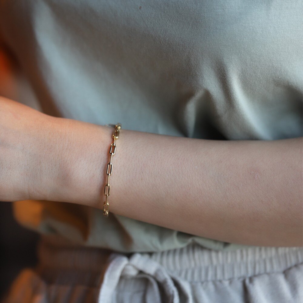 14 Ayar Sarı Altın Trend Kelepçe Bilezik