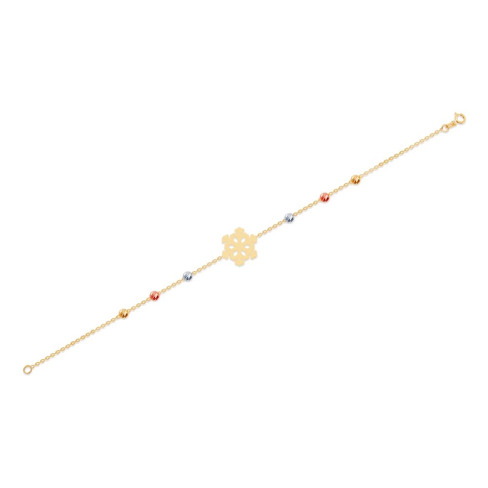 14 Ayar 3 Renkli Altın Kar Tanesi Figürlü Bileklik