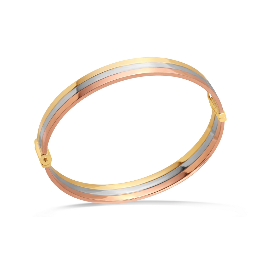 14 Ayar 3 Renkli Altın Kelepçe Bilezik