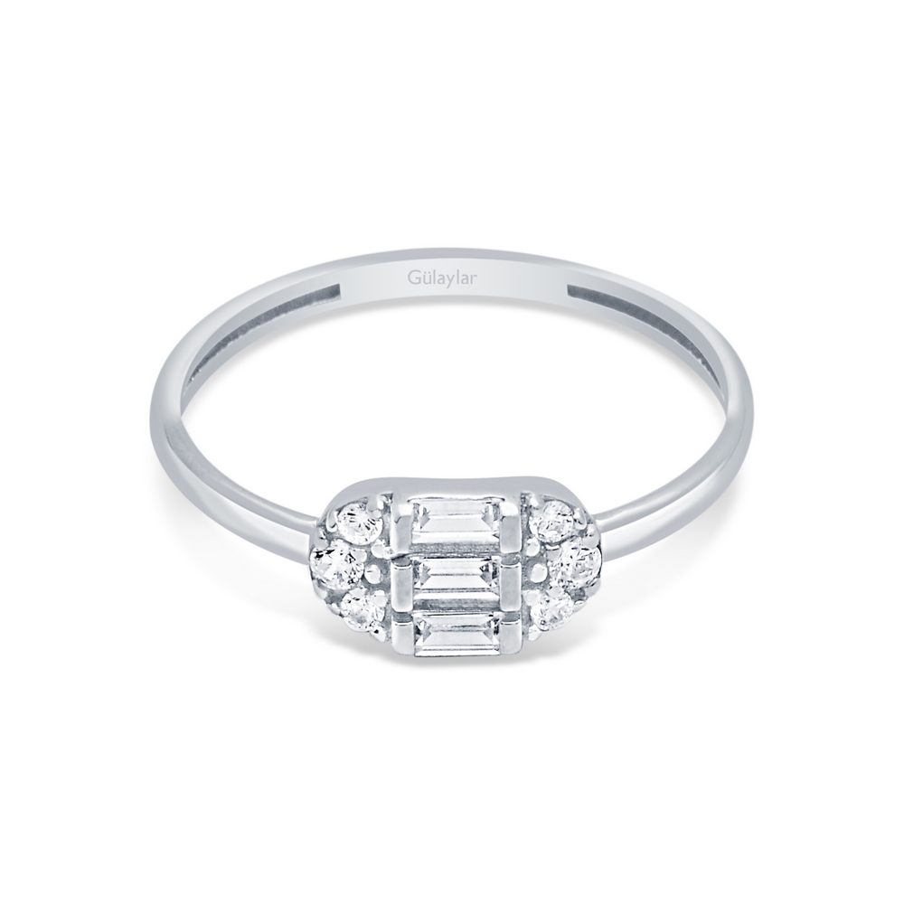 14 Ayar Beyaz Altın Baget Yüzük