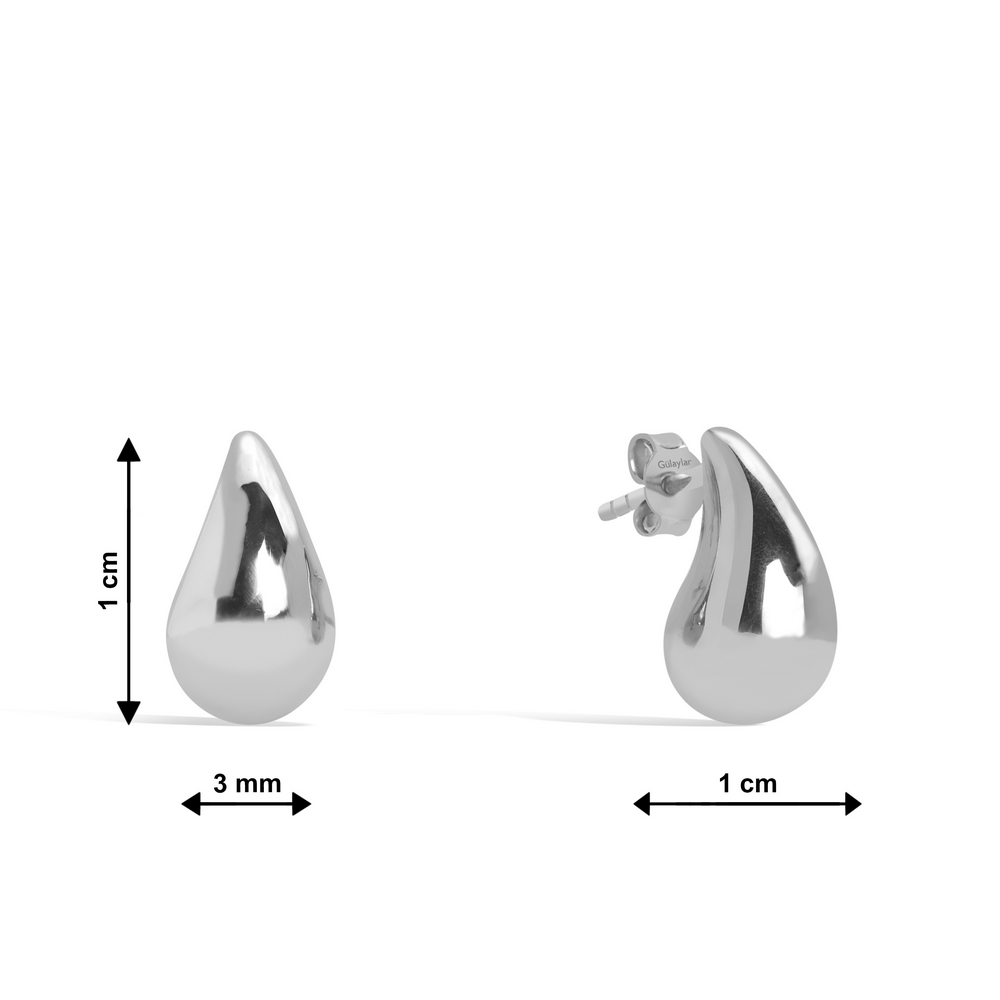 14 Ayar Beyaz Altın Gözyaşı Damlası Figürlü Küpe