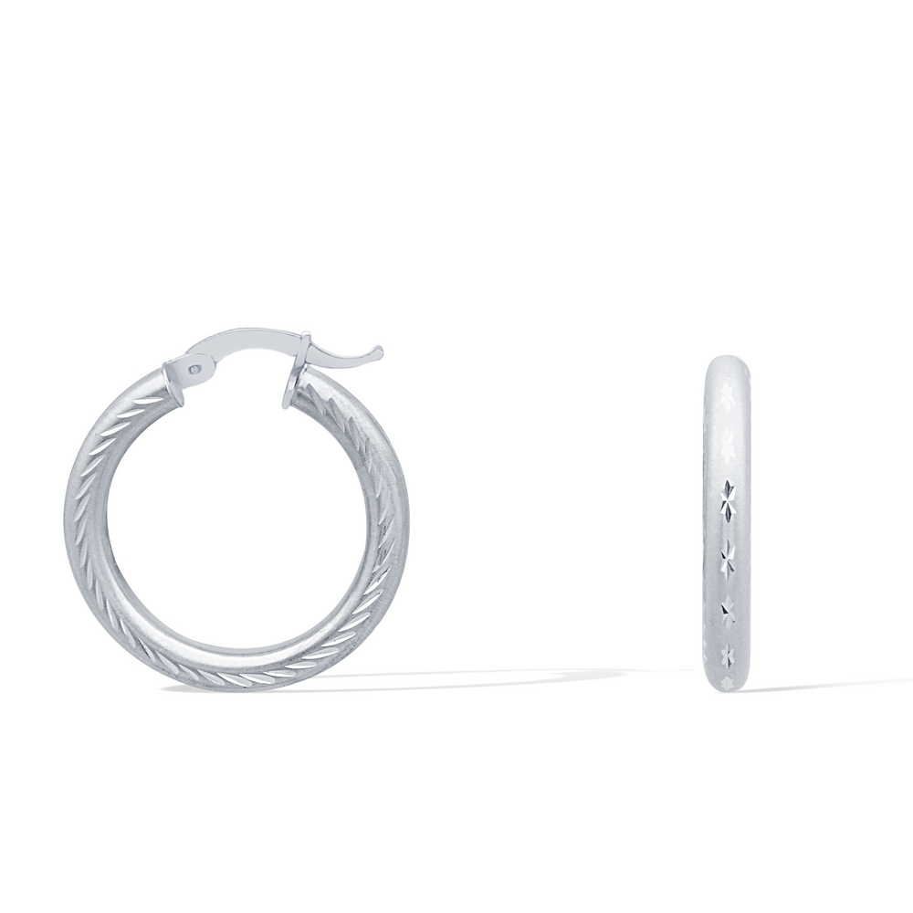 14 Ayar Beyaz Altın Halka Küpe