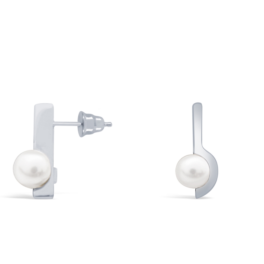 14 Ayar Beyaz Altın İnci Küpe