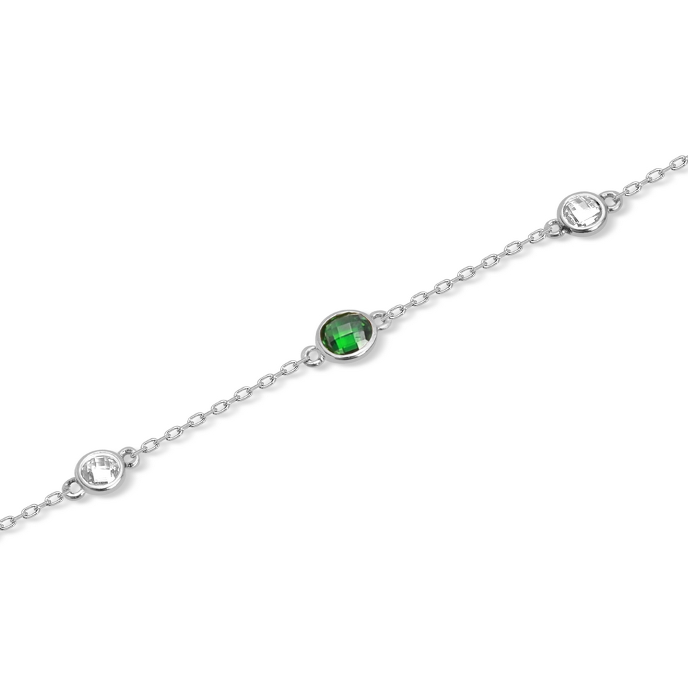 14 Ayar Beyaz Altın Yeşil Taşlı Halhal