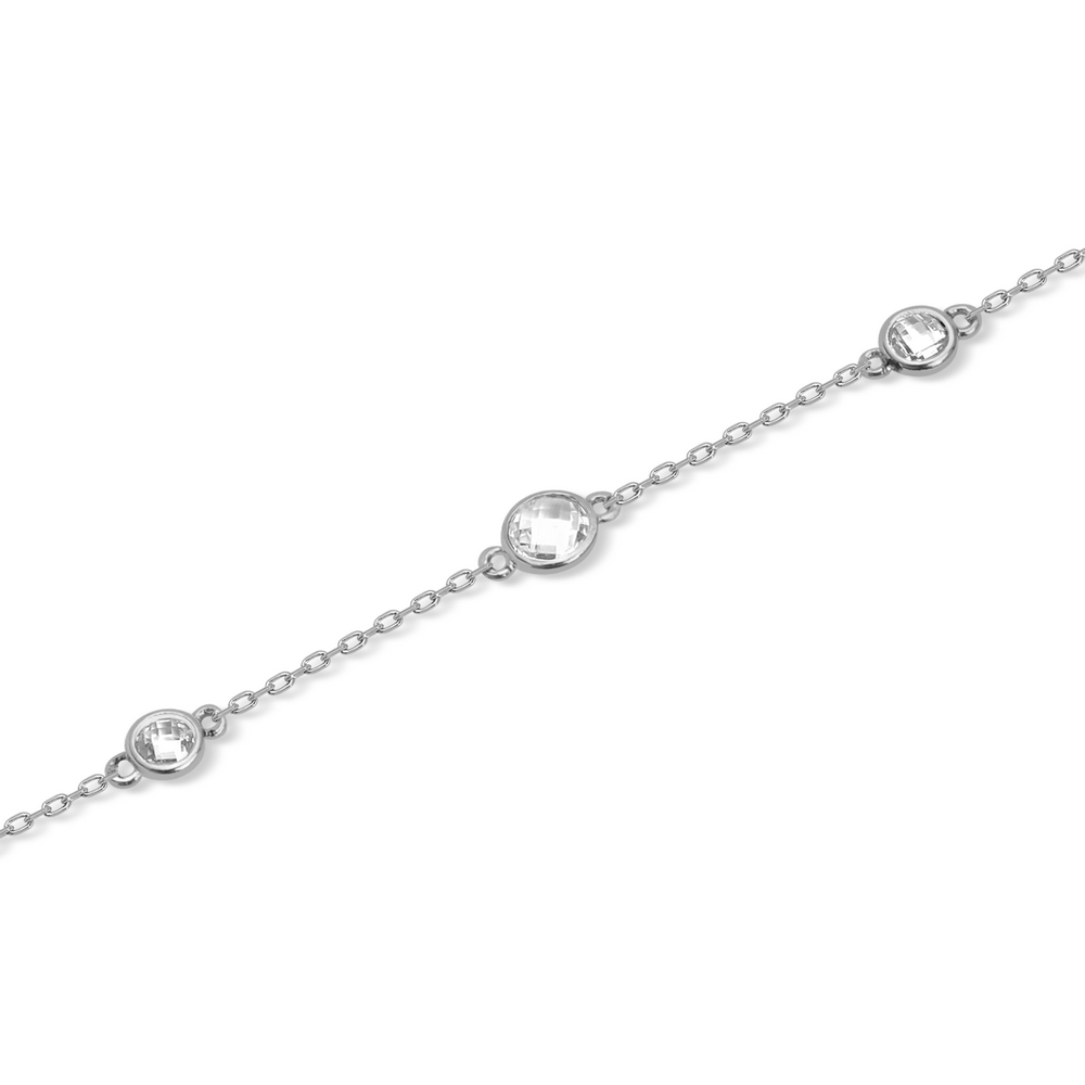 14 Ayar Beyaz Altın Renkli Taşlı Halhal