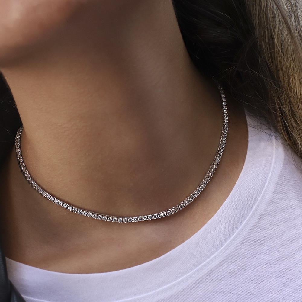 14 Ayar Beyaz Altın Su Yolu Gerdanlık