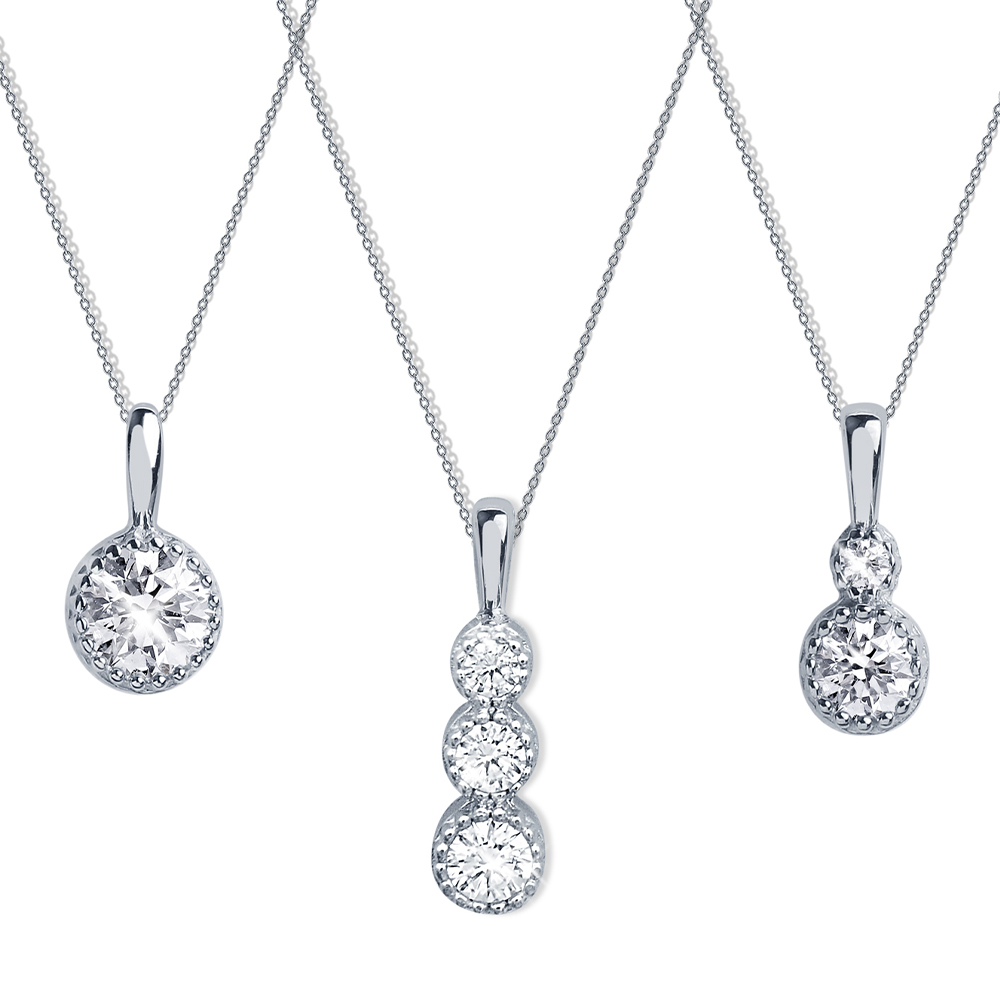 14 Ayar Beyaz Altın Tektaş Kolye