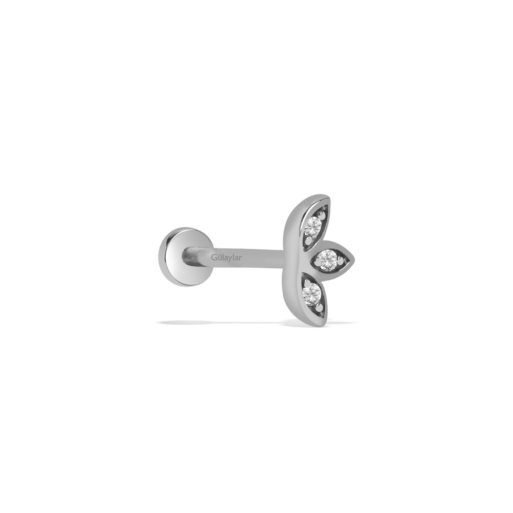 14 Ayar Beyaz Altın Lotus Tragus Piercing