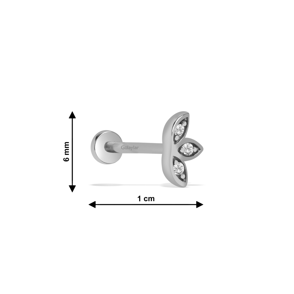 14 Ayar Beyaz Altın Lotus Tragus Piercing