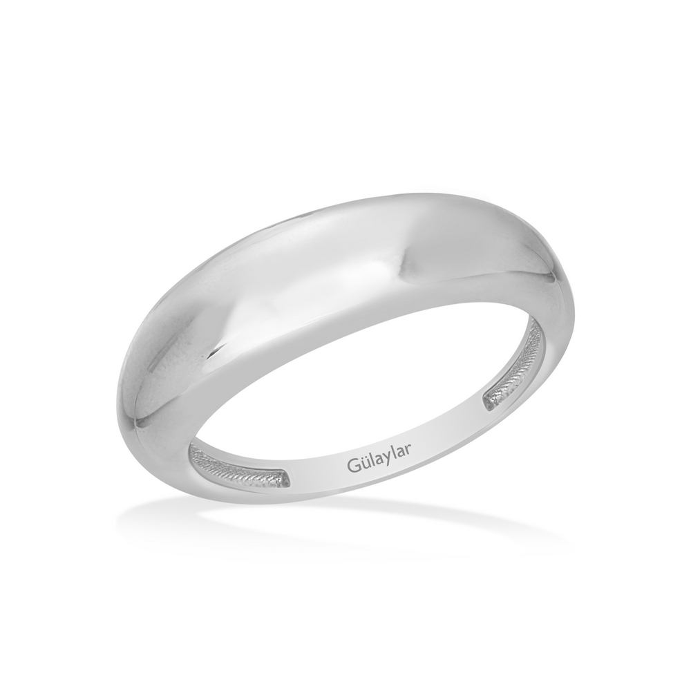 14 Ayar Beyaz Altın Bombe Yüzük