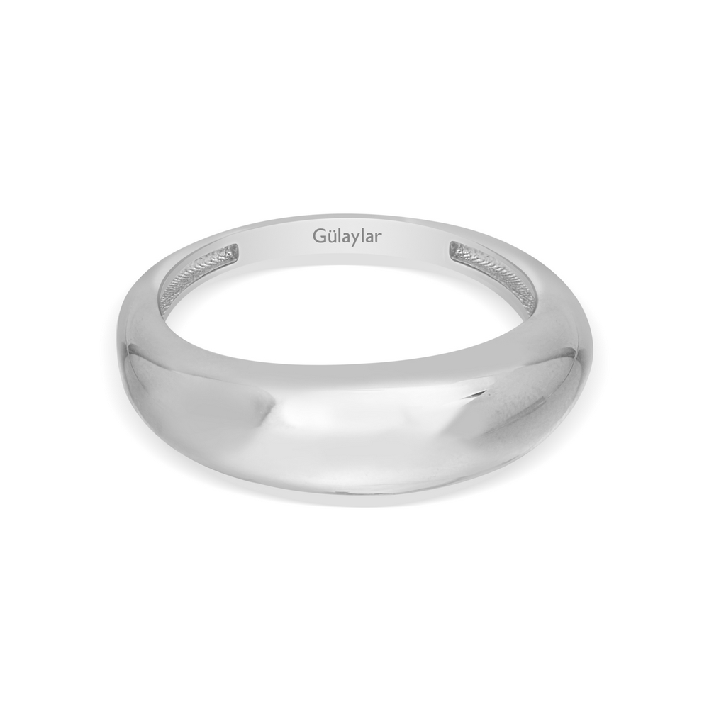 14 Ayar Beyaz Altın Bombe Yüzük