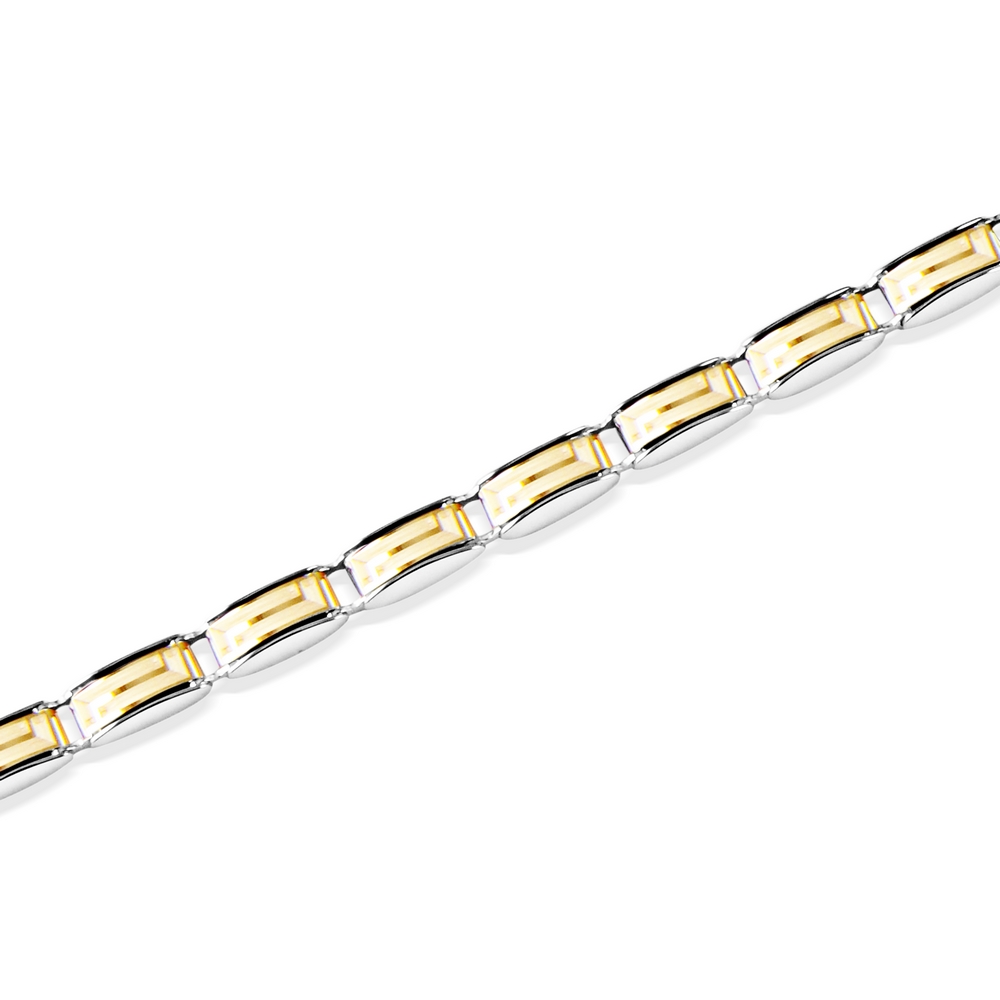 14 Ayar Beyaz-Sarı Altın Erkek Bileklik