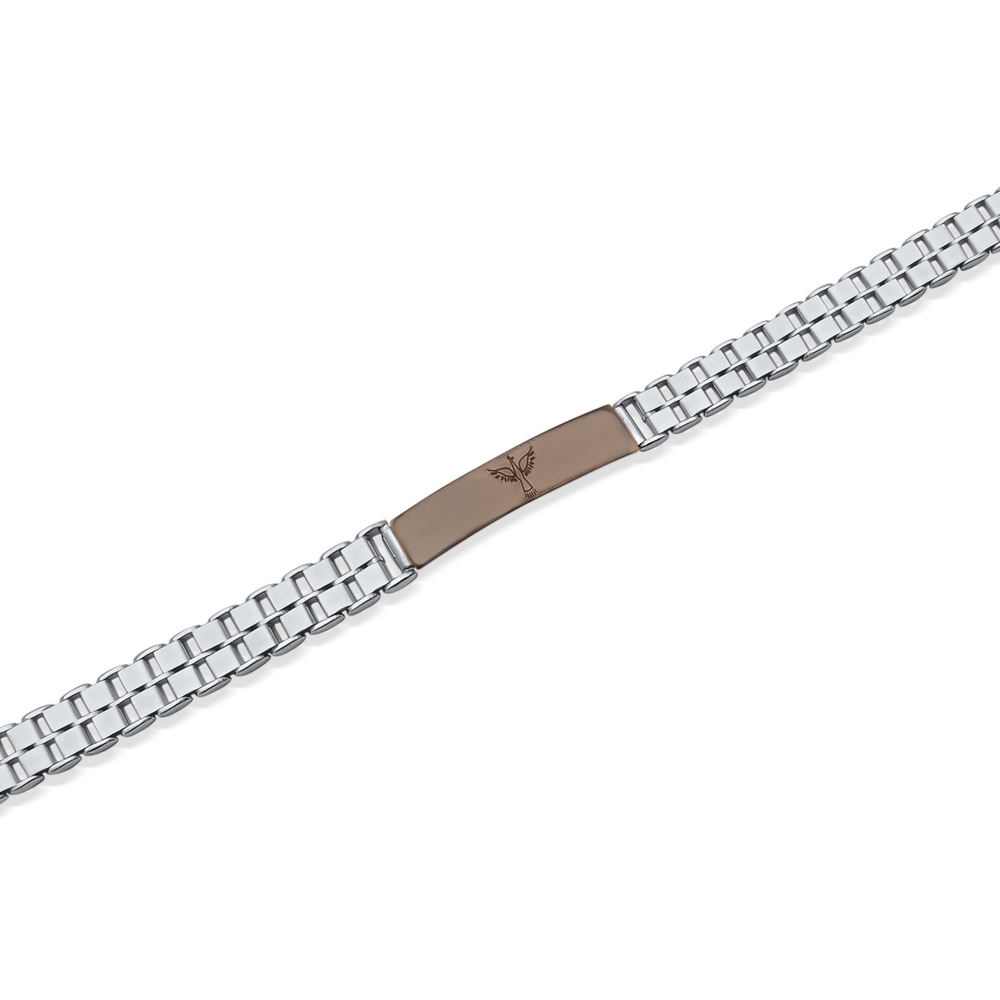 14 Ayar Beyaz-Siyah Altın Erkek Bileklik