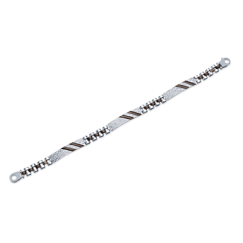 14 Ayar Beyaz-Siyah Altın Erkek Bileklik