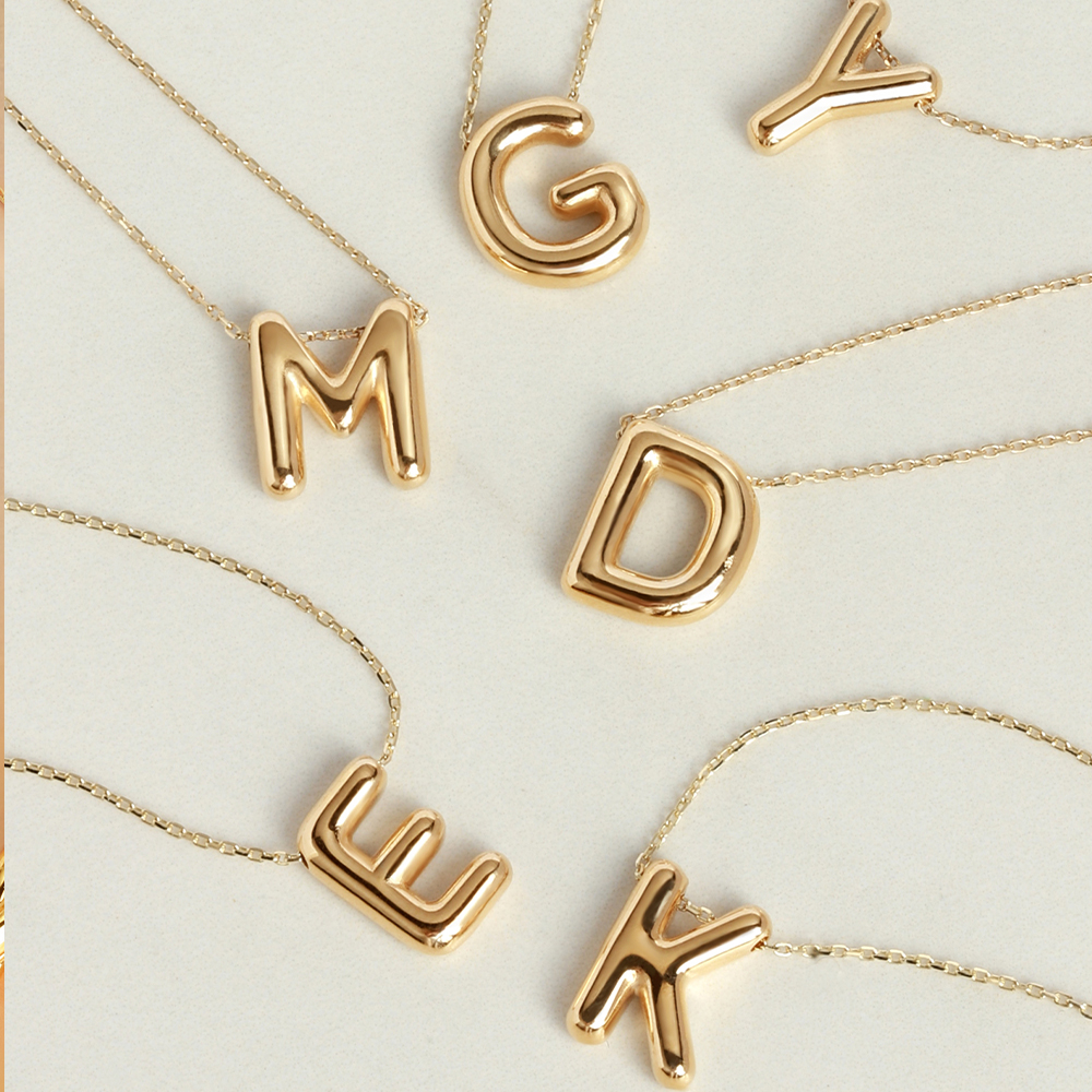 14 Ayar D Harf Bubble Kolye