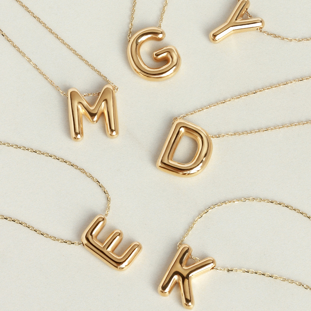 14 Ayar G Harf Bubble Kolye