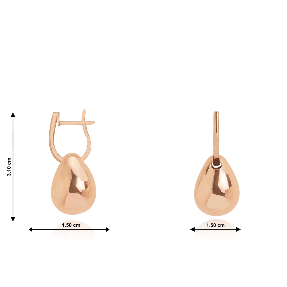 14 Ayar Rose Altın Trend Damla Küpe