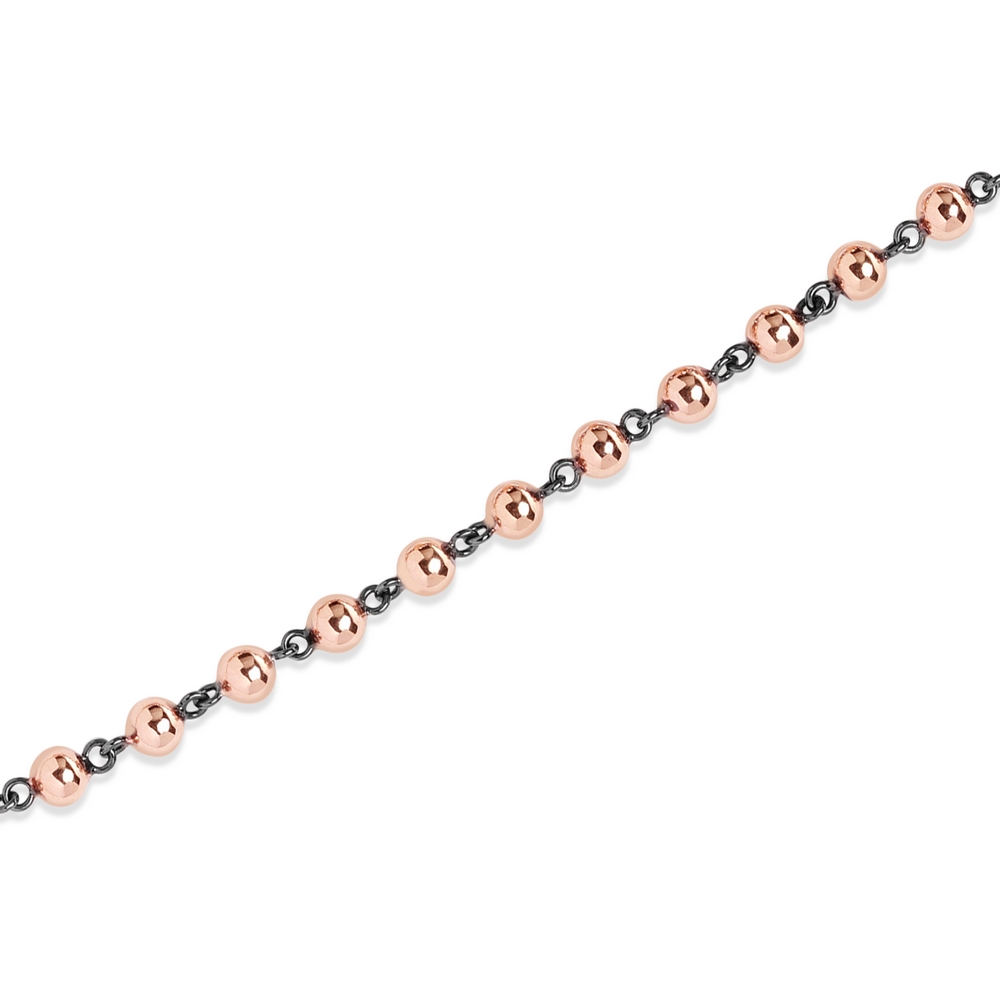14 Ayar Rose-Siyah Altın Toplu Zincir Kolye