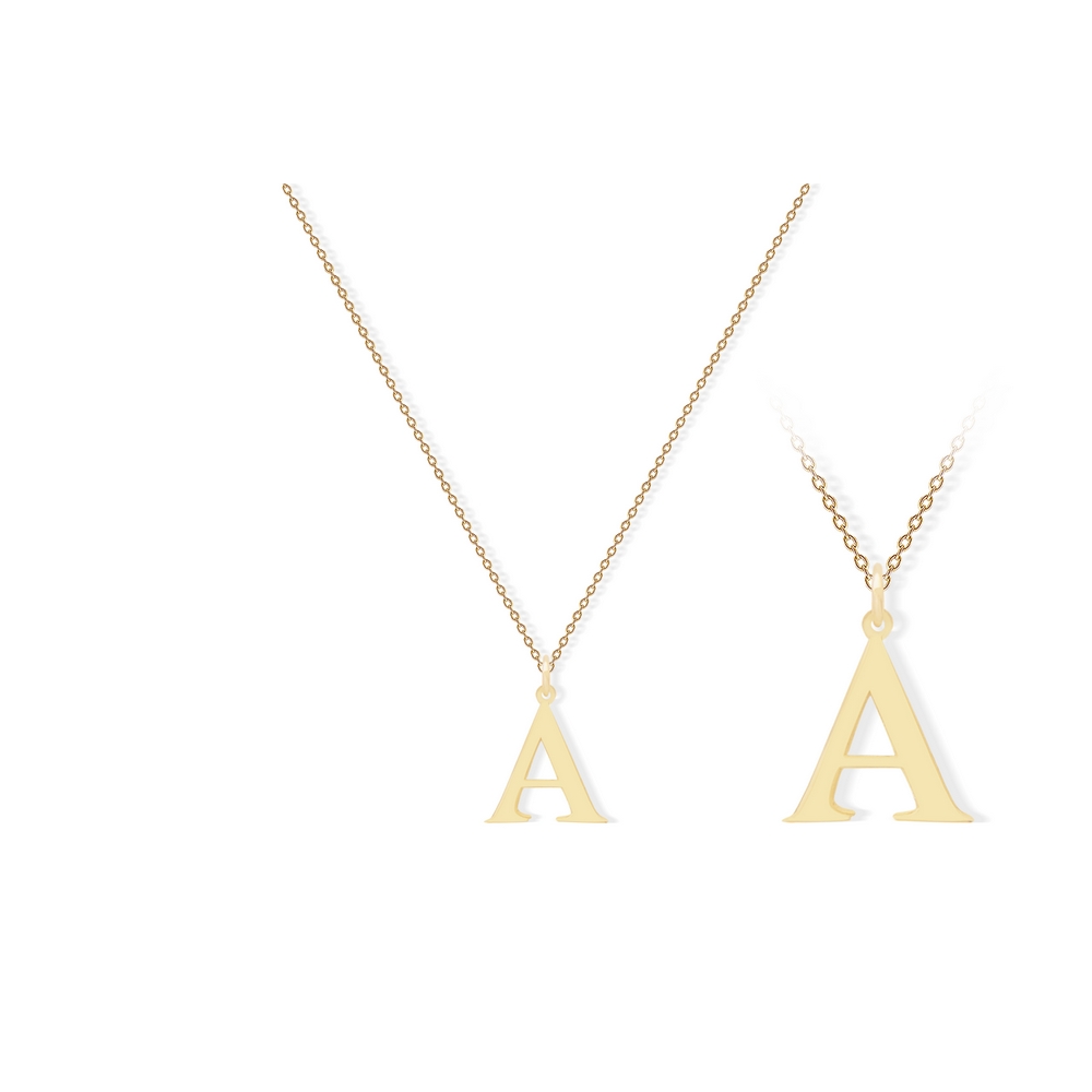14 Ayar Sarı Altın A Harf Kolye