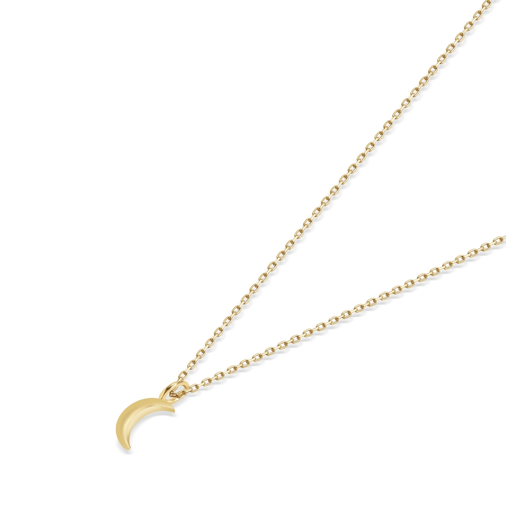 14 Ayar Sarı Altın Ay Minimal Kolye