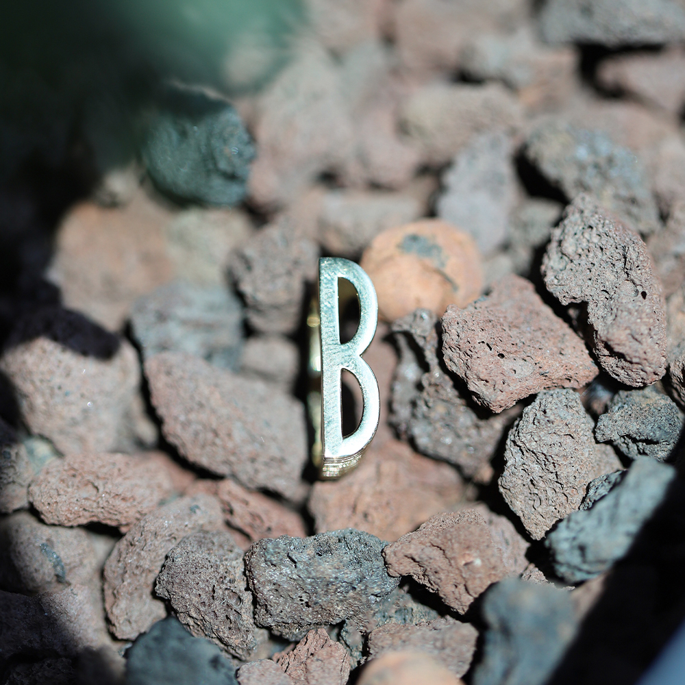 14 Ayar Sarı Altın B Bold Harf Yüzük