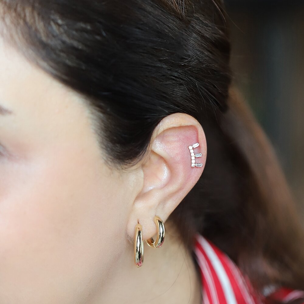 14 Ayar Sarı Altın Baget Tragus Piercing