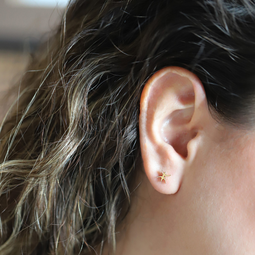 14 Ayar Sarı Altın Balık Burç Küpe