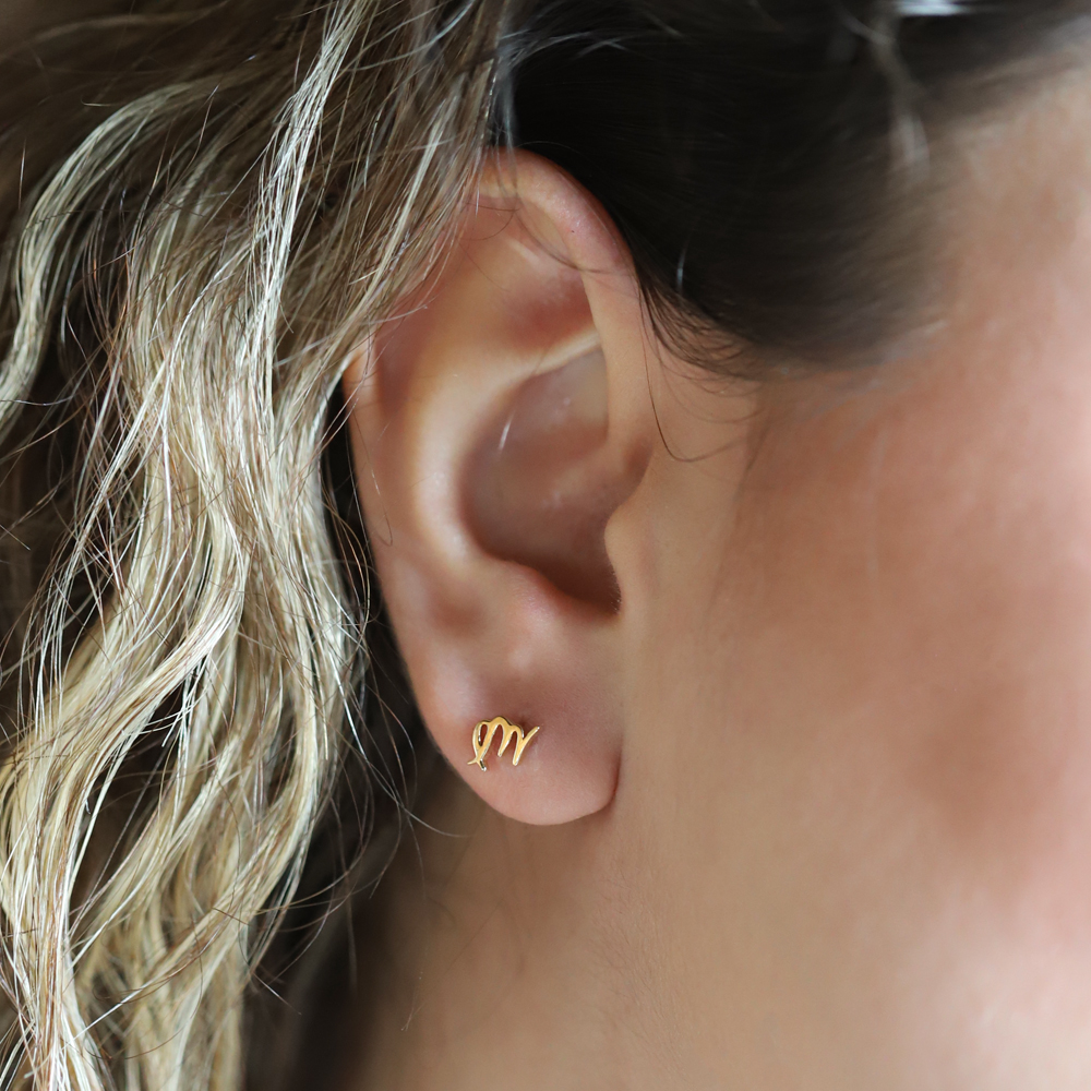 14 Ayar Sarı Altın Başak Burç Küpe