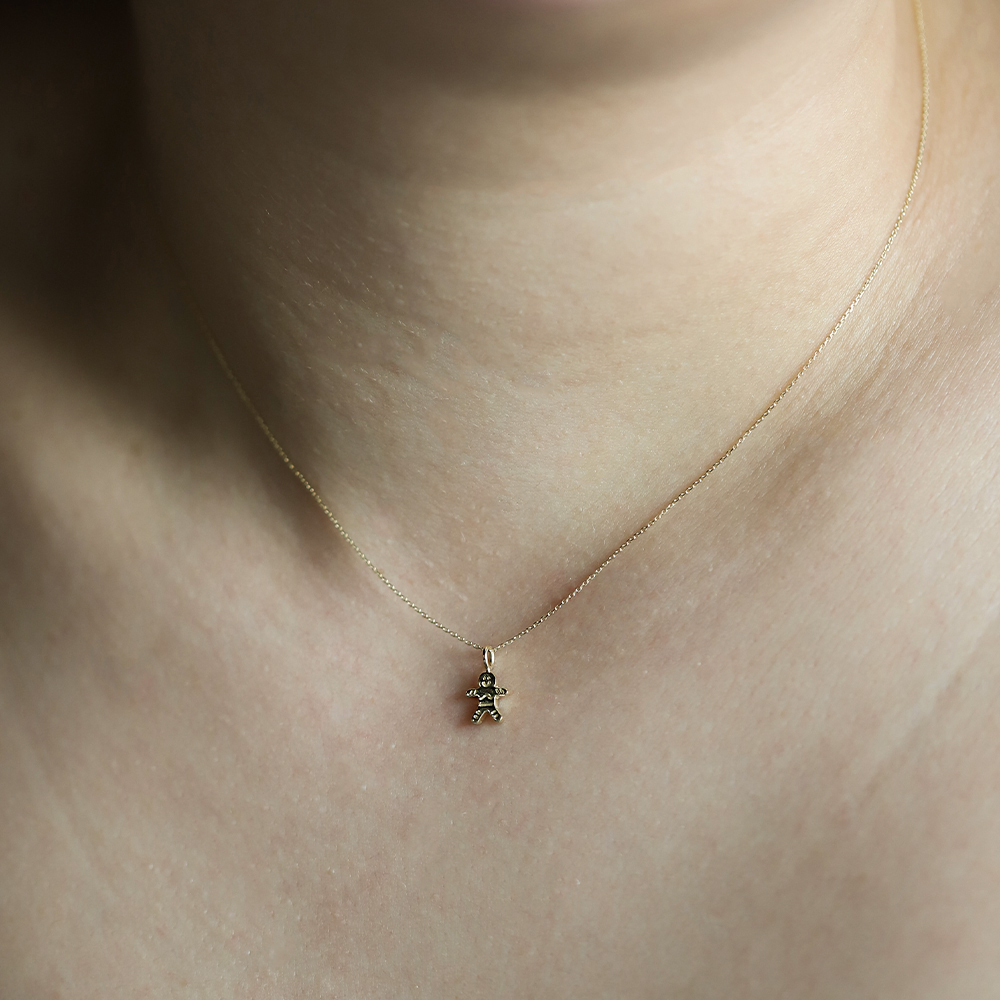 14 Ayar Sarı Altın Minimal Yılbaşı Kurabiye Kolye
