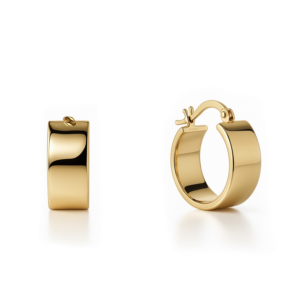 14 Ayar Sarı Altın Bombe Halka Küpe