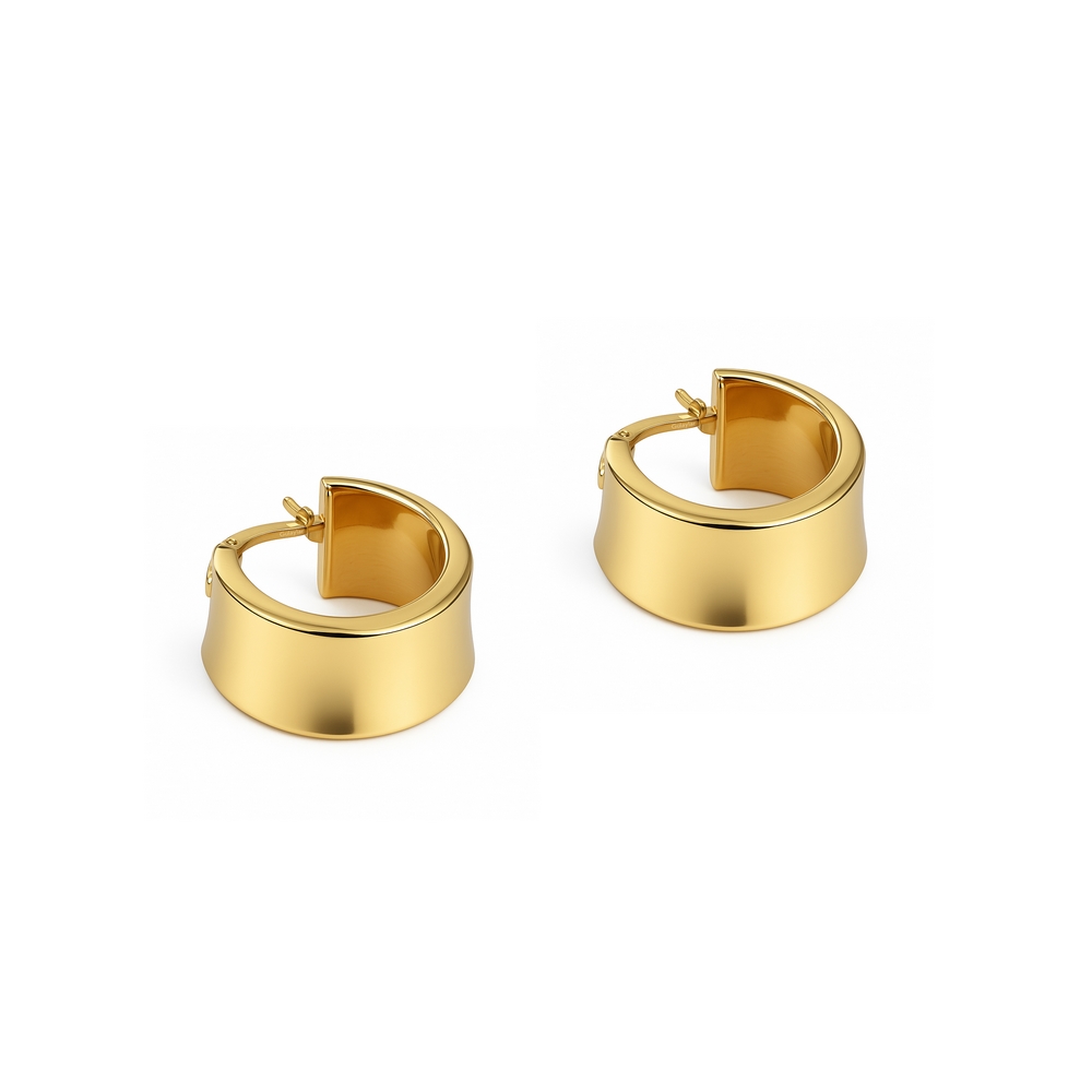 14 Ayar Sarı Altın Bombe Halka Küpe