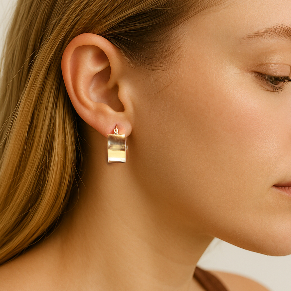 14 Ayar Sarı Altın Bombe Halka Küpe