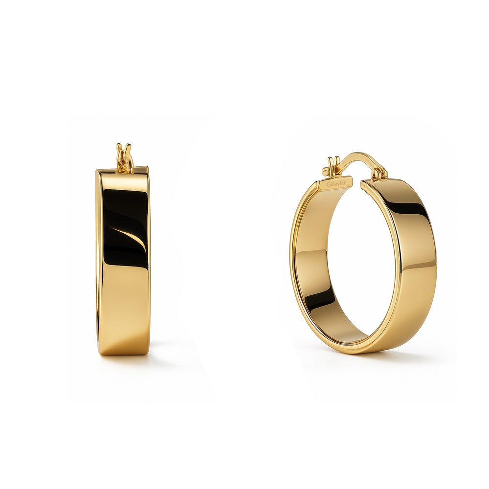 14 Ayar Sarı Altın Bombe Halka Küpe