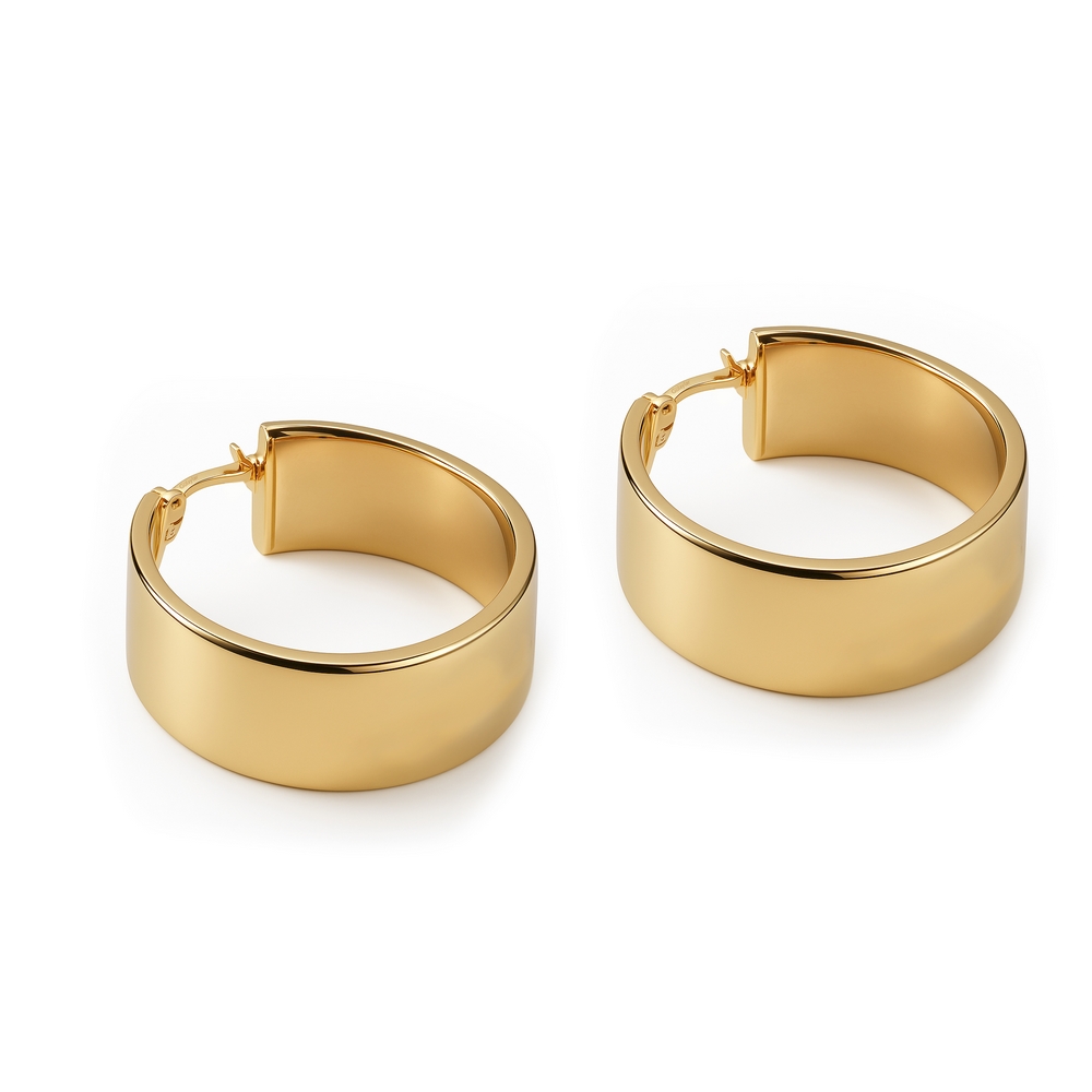 14 Ayar Sarı Altın Bombe Halka Küpe