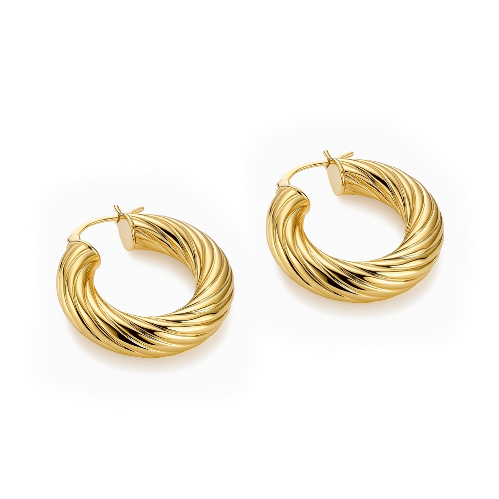 14 Ayar Sarı Altın Burgu Halka Küpe