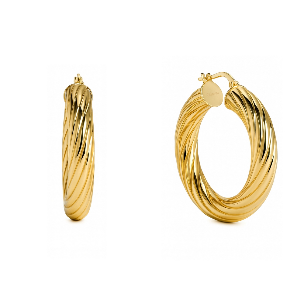 14 Ayar Sarı Altın Burgu Halka Küpe