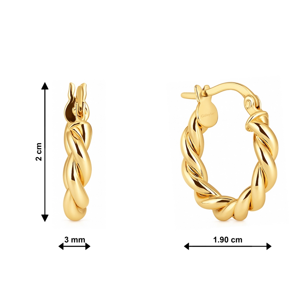 14 Ayar Sarı Altın Burgu Halka Küpe