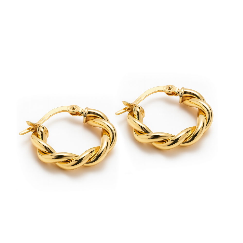 14 Ayar Sarı Altın Burgu Halka Küpe