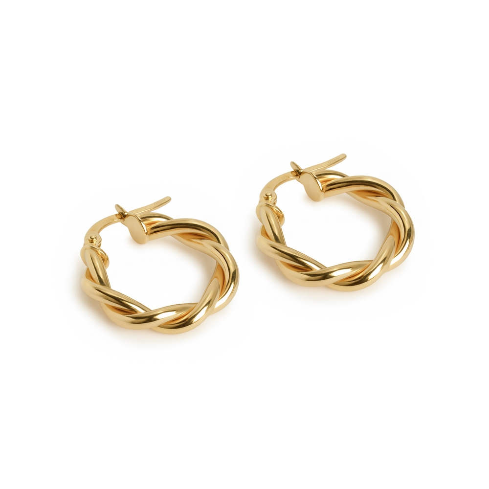 14 Ayar Sarı Altın Burgu Halka Küpe