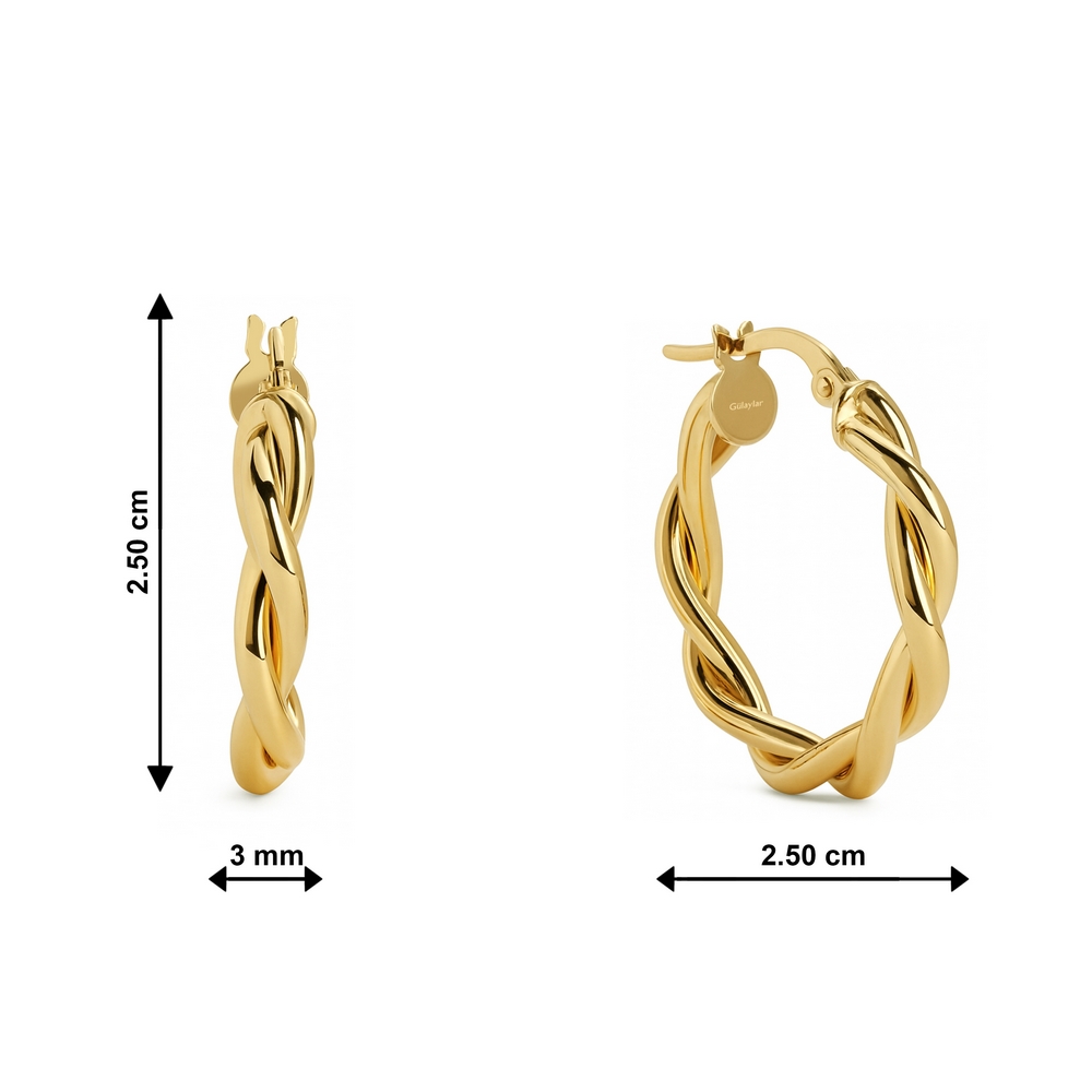 14 Ayar Sarı Altın Burgu Halka Küpe