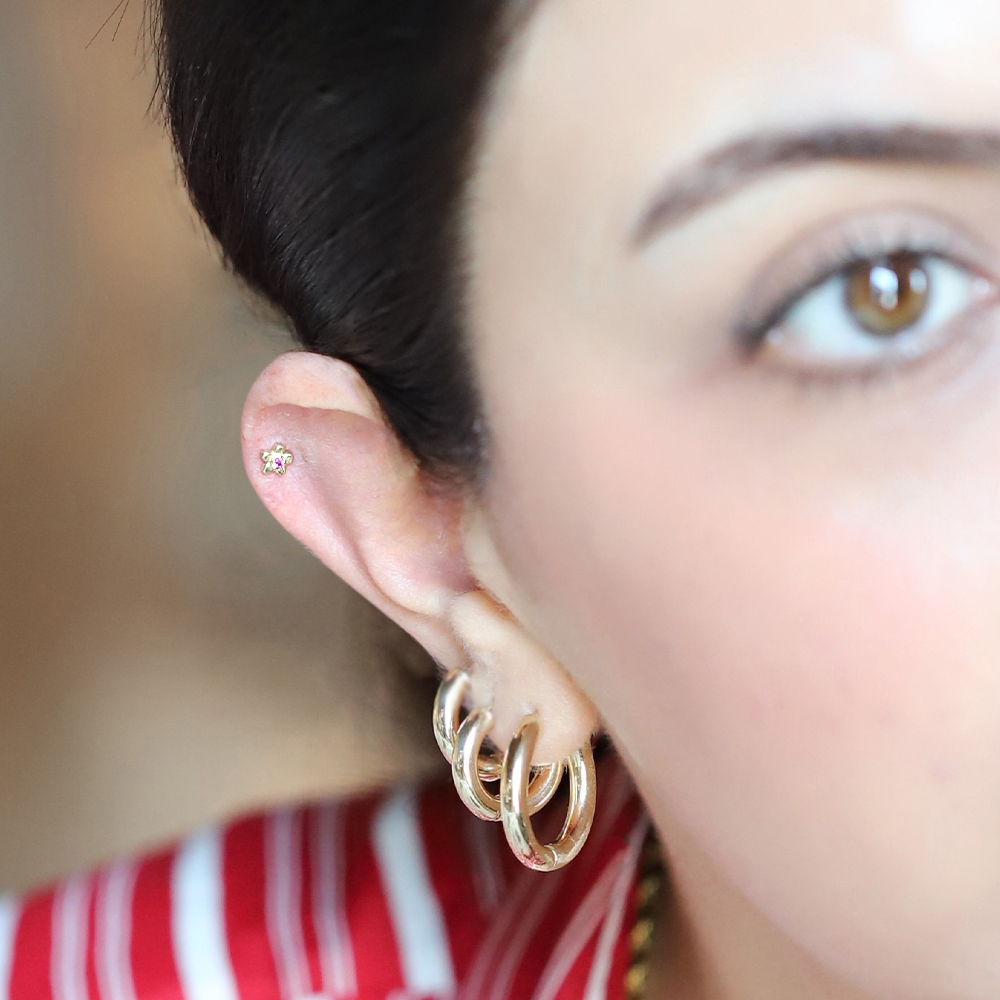 14 Ayar Sarı Altın Tragus Piercing