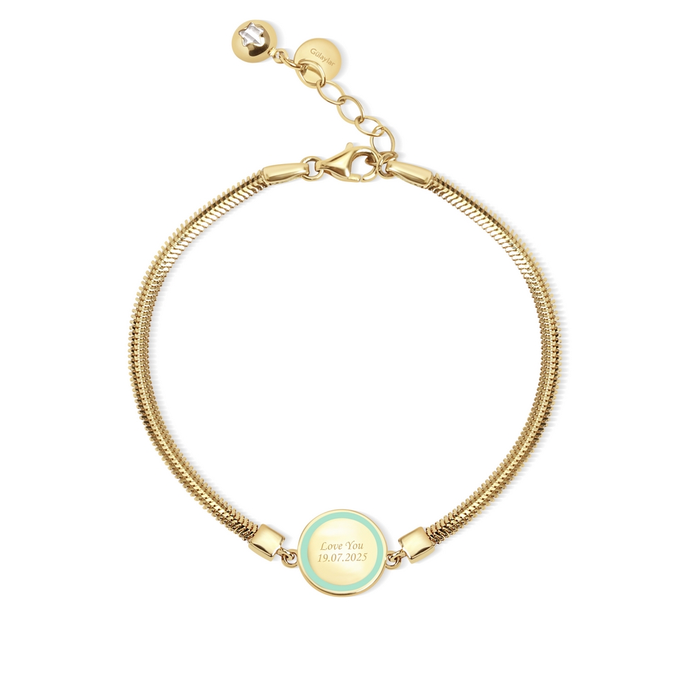 14 Ayar Sarı Altın Çift Taraflı Nazar Boncuklu Bileklik