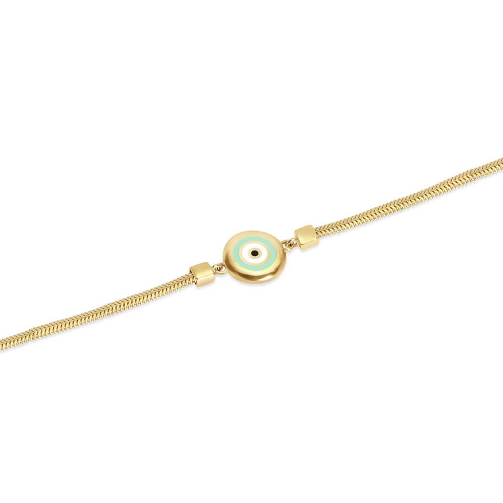 14 Ayar Sarı Altın Çift Taraflı Nazar Boncuklu Bileklik