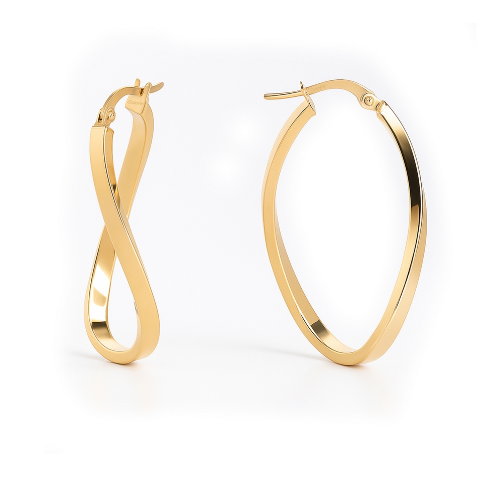 14 Ayar Sarı Altın Dalga Halka Küpe