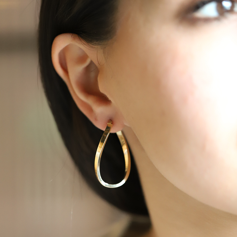 14 Ayar Sarı Altın Dalga Halka Küpe